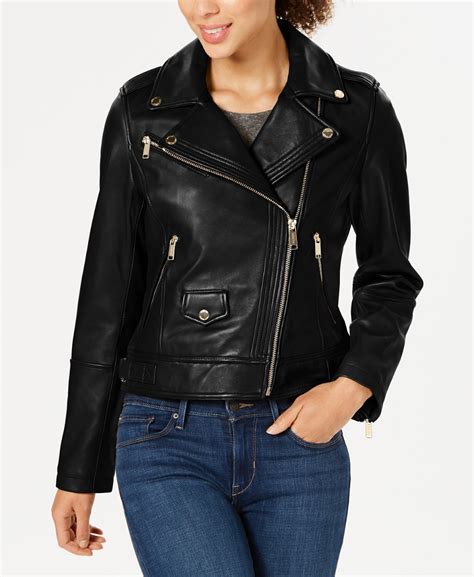 michael kors asymmetrical leather moto jacket|michael kors leather motorcycle jacket.